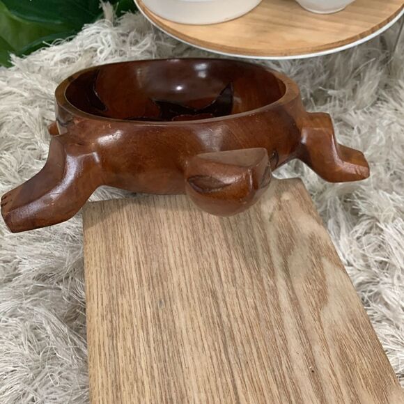 Vintage Decorative Hand Carved Wooden Large Turtle Tortoise Trinket Box W/Lid - Picture 8 of 16